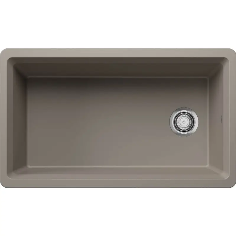 Inteos Silgranit 33" Single Bowl Reversible Undermount Workstation Kitchen Sink - Truffle