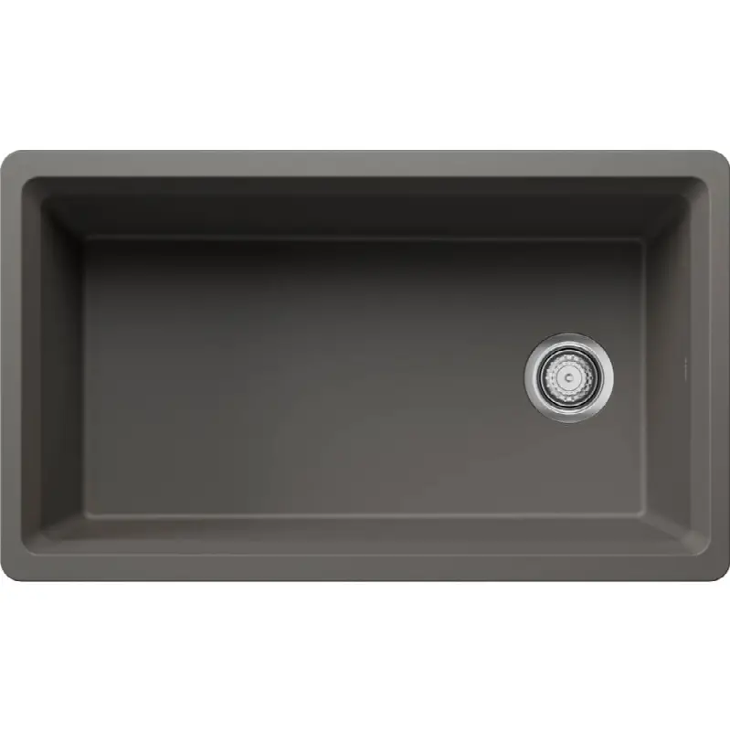 Inteos Silgranit 33" Single Bowl Reversible Undermount Workstation Kitchen Sink - Volcano Gray