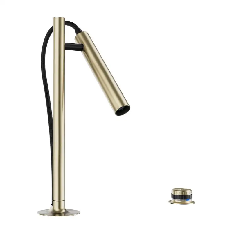 Luneoo Pull-Down Dual-Spray Kitchen Faucet with Push Button Activation - Satin Gold