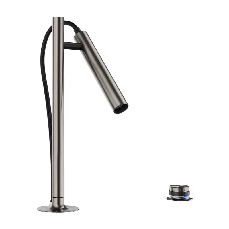 Luneoo Pull-Down Dual-Spray Kitchen Faucet with Push Button Activation - Satin Platinum