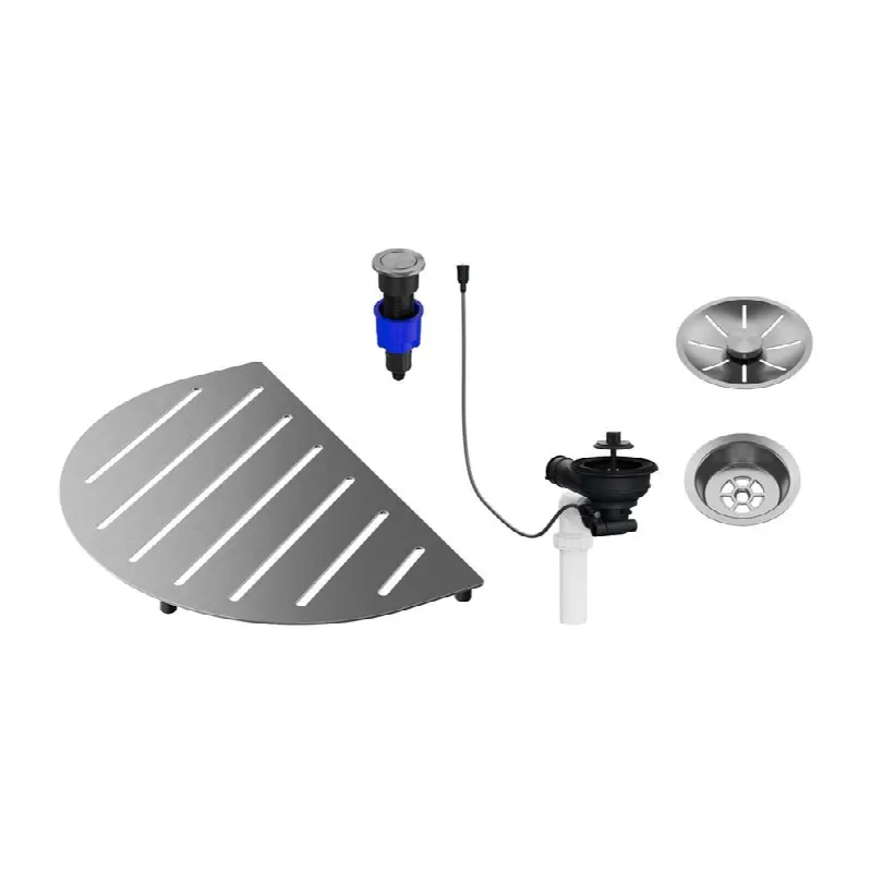 Oovalon Drain & Accessory Bundle - Includes Top Grid, Basket Strainer and Drain Button - Brushed Stainless Steel