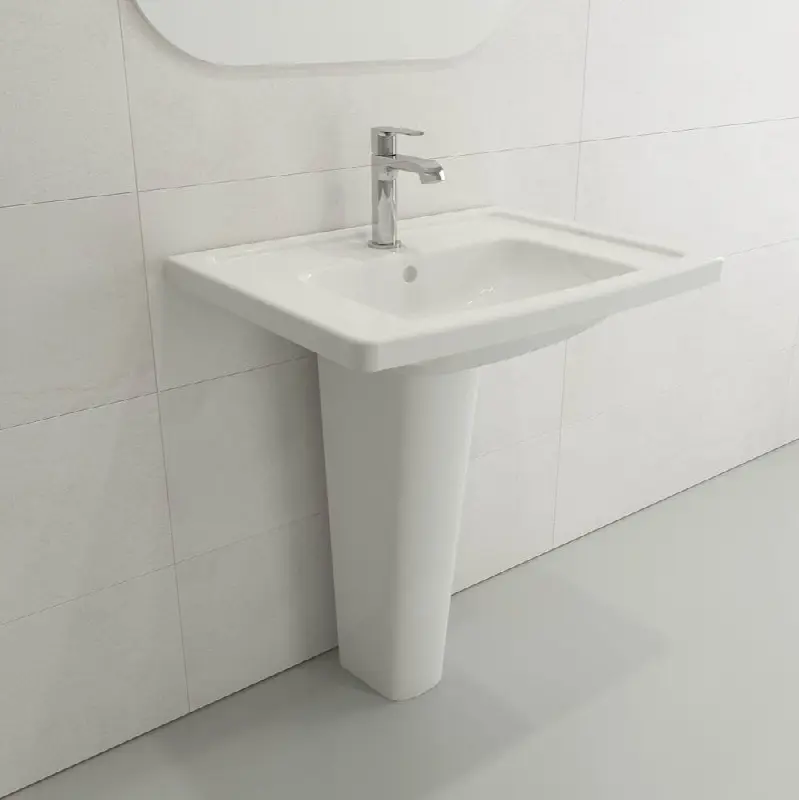 Taormina Wall-Mounted Sink Basin Fireclay 26.25 in. 1-Hole with Overflow