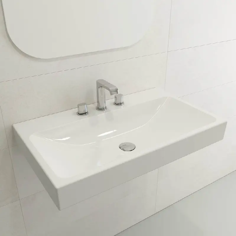 Scala Arch Wall-Mounted Sink Fireclay 32 in. 3-Hole
