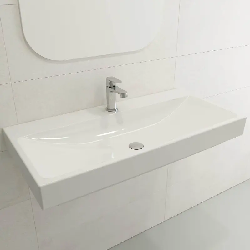 Scala Arch Wall-Mounted Sink Fireclay 39.75 in. 1-Hole