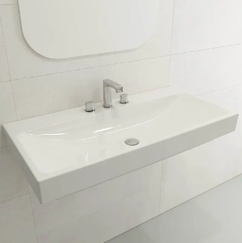 Scala Arch Wall-Mounted Sink Fireclay 39.75 in. 3-Hole