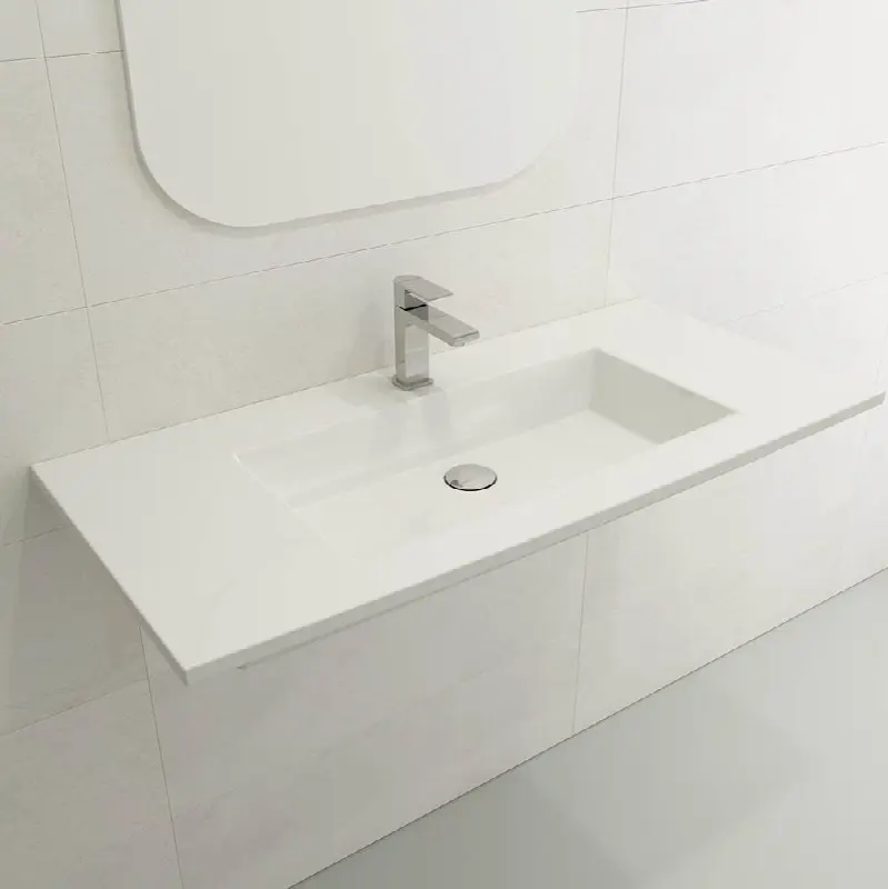 Ravenna Wall-Mounted Sink Fireclay 40.5 in. 1-Hole with Overflow