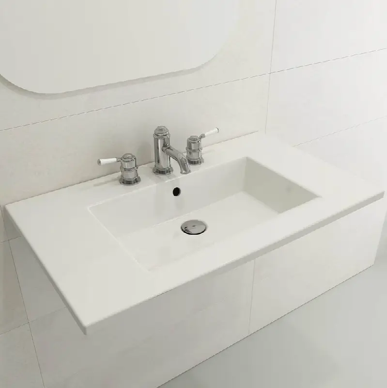 Ravenna Wall-Mounted Sink Fireclay 32.25 in. 1-Hole with Overflow