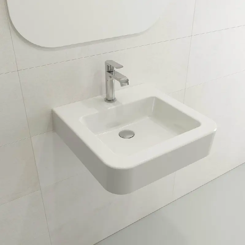 Parma Wall-Mounted Sink Fireclay 19.75 in. 1-Hole with Overflow