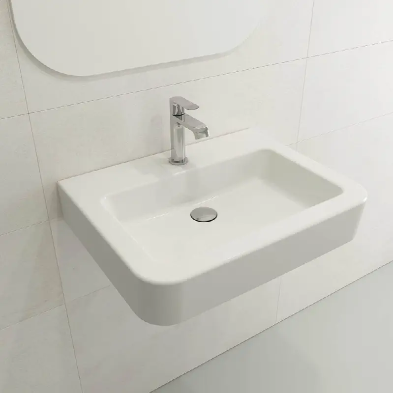 Parma Wall-Mounted Sink Fireclay 25.5 in. 1-Hole with Overflow