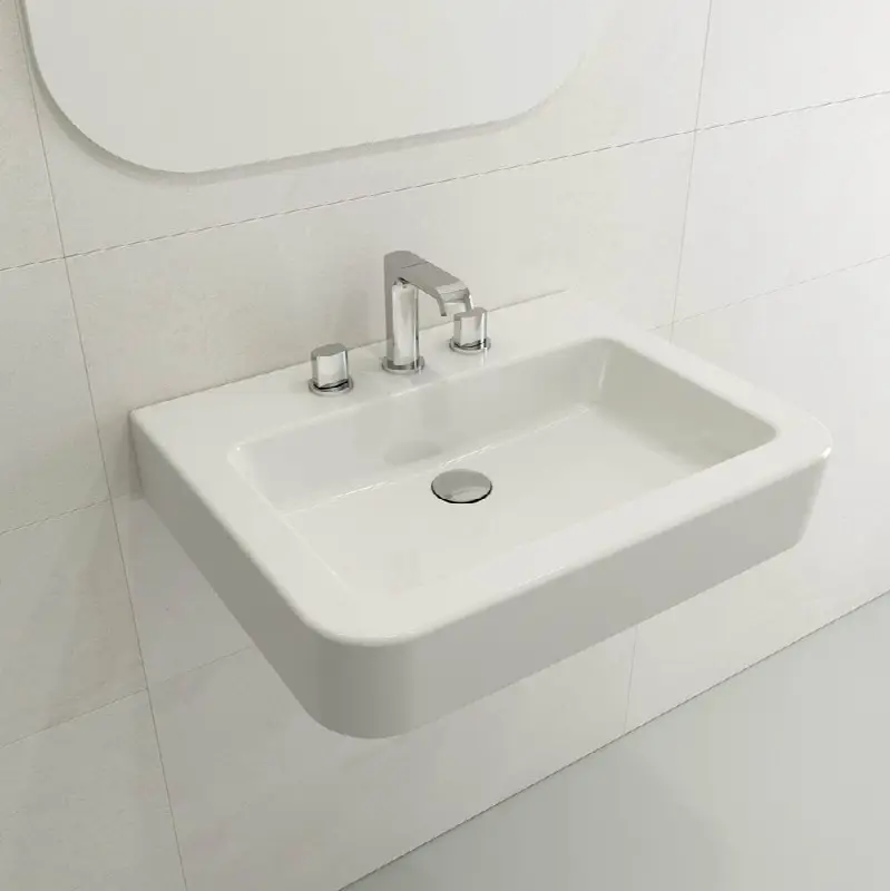 Parma Wall-Mounted Sink Fireclay 25.5 in. 3-Hole with Overflow