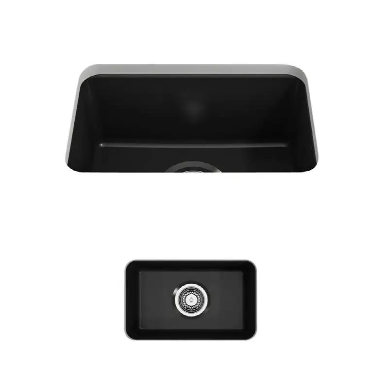 Sotto Dual-mount Fireclay 12 in. Single Bowl Bar with Strainer in Matte Black