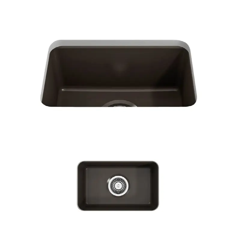 Sotto Dual-mount Fireclay 12 in. Single Bowl Bar Sink Strainer in Matte Brown