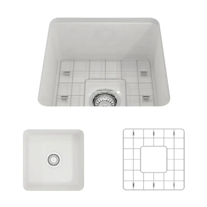 Sotto Dual-mount Fireclay 18 in. Single Bowl Bar Sink with Protective Bottom Grid and Strainer
