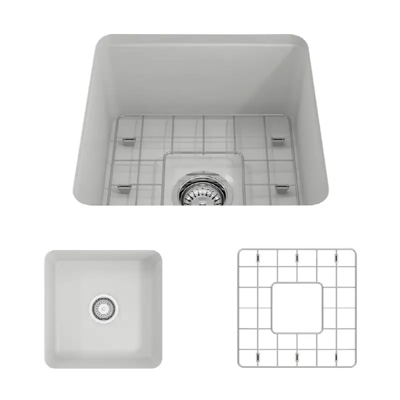 Sotto Dual-mount Fireclay 18 in. Single Bowl Bar Sink with Protective Bottom Grid and Strainer in White