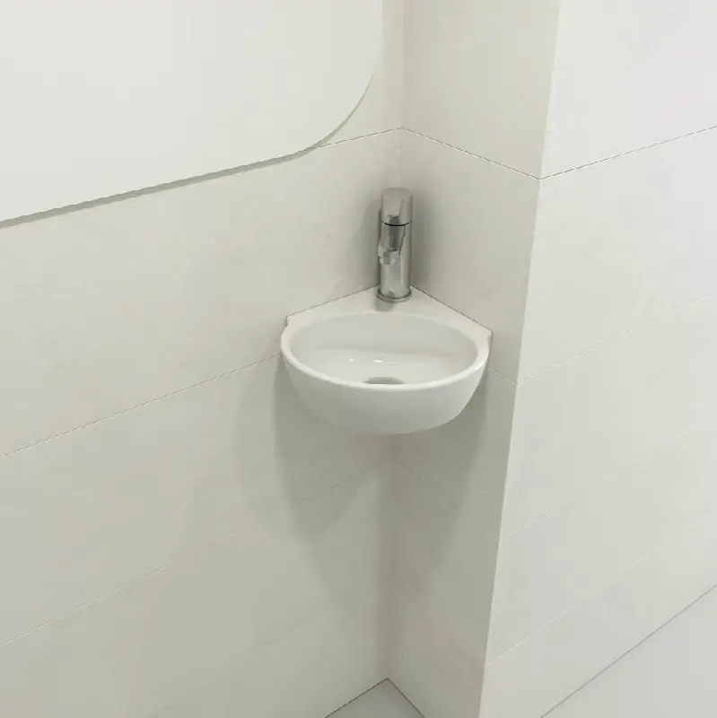 Milano Corner Sink Fireclay 12 in. 1-Hole with Overflow