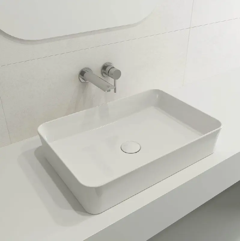 Sottile Rectangle Vessel Fireclay 21.5 in. with Matching Drain Cover
