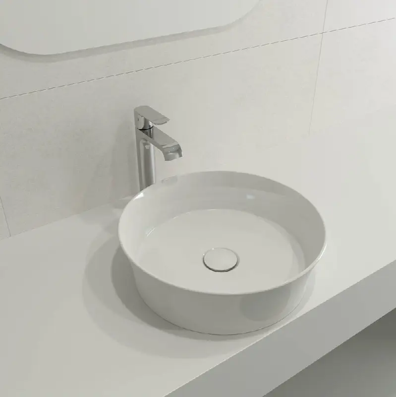 Sottile Round Vessel Fireclay 15 in. with Matching Drain Cover