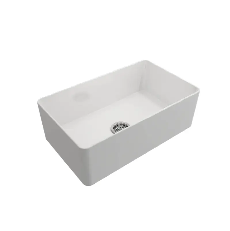 Aderci Ultra-Slim Farmhouse Apron Front Fireclay 30 in. Single Bowl Kitchen Sink with Protective Bottom Grid and Strainer