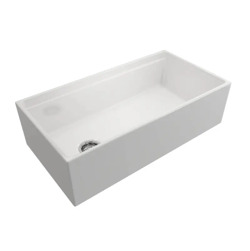 Contempo Step-Rim Apron Front Fireclay 36 in. Single Bowl Kitchen Sink with Integrated Work Station & Accessories