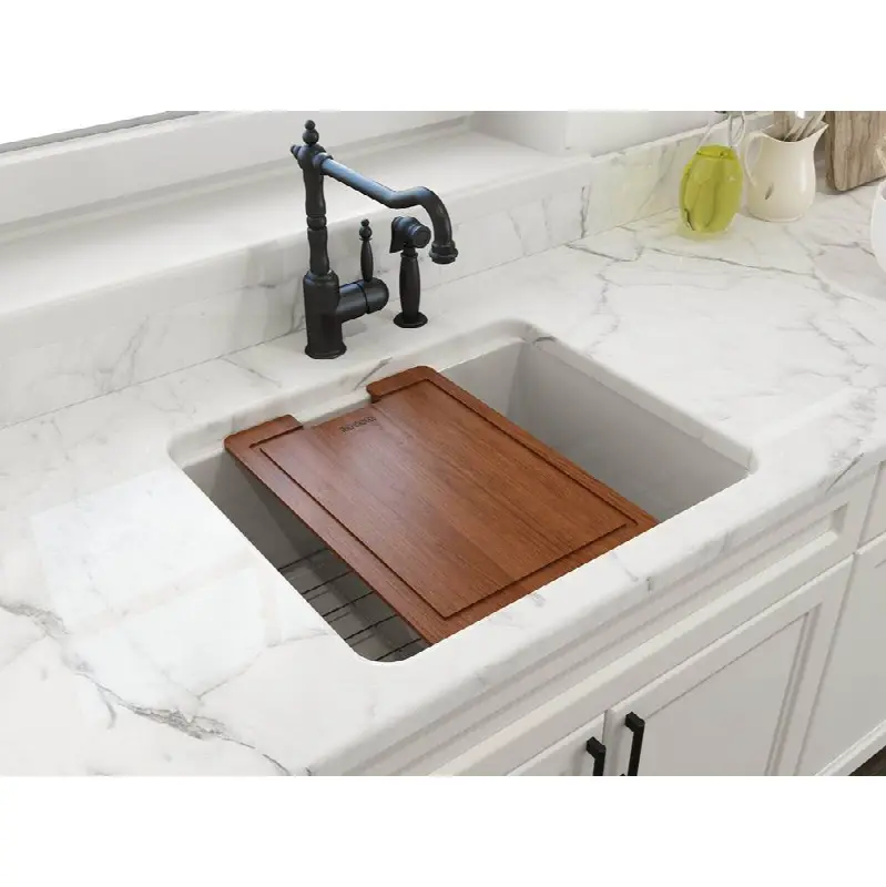Sotto Dual-Mount Fireclay 24 in. Single Bowl Kitchen Sink with Protective Bottom Grid and Strainer