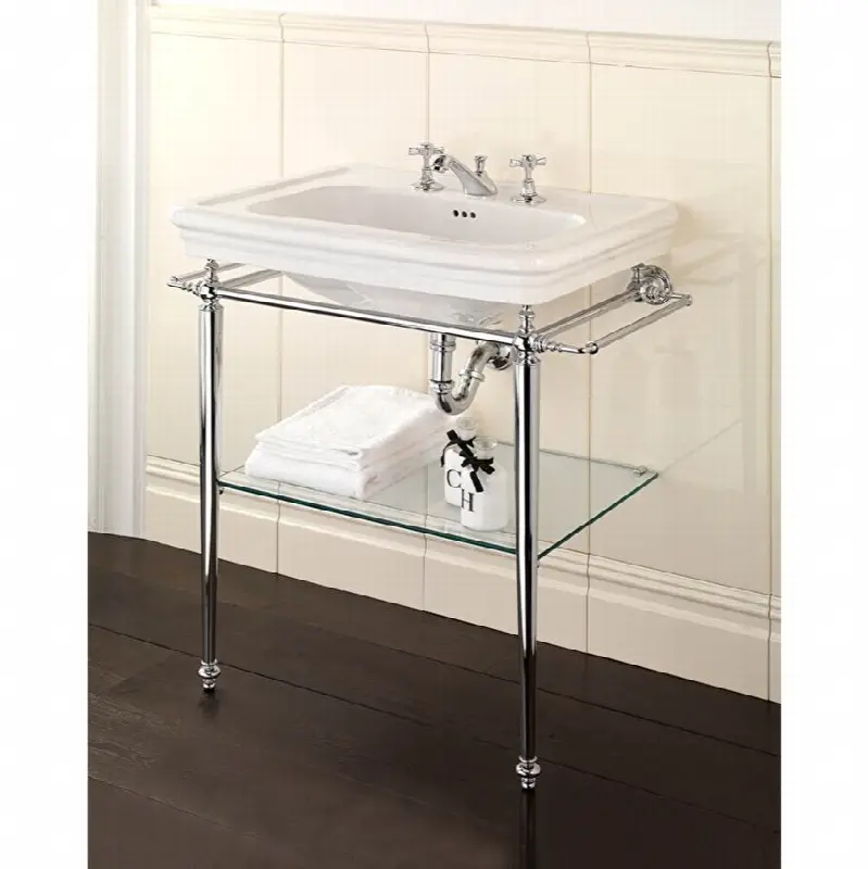 Console For Etoile Basin With Towel Rails And Glass Shelf