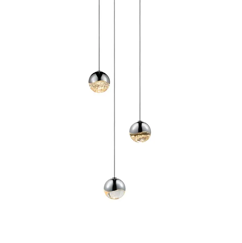 3-Light Round Small LED Pendant