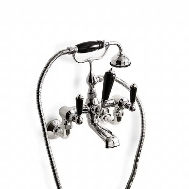 Black Dandy - Bath Shower Mixer - Wall Mounted With Hose And Handset - Rose Gold