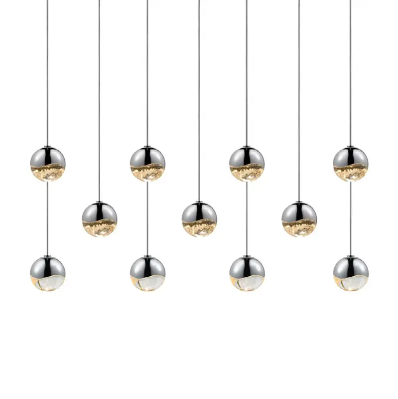 11-Light Rectangle Small LED Pendant