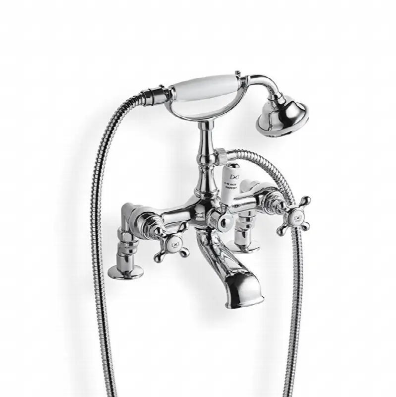 Austin - Bath And Shower Mixer - Deck Mounted With Hose And Handset - Black Nickel