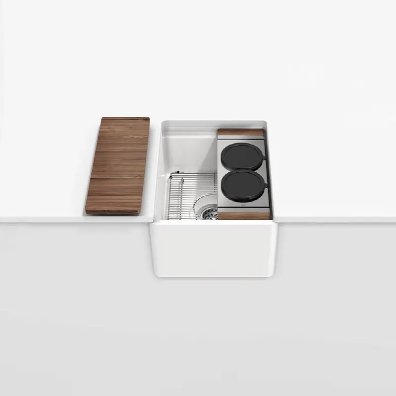 Fira Und. Apronfront Bar Set, Single Bowl, walnut acc.15x19x8-3/4