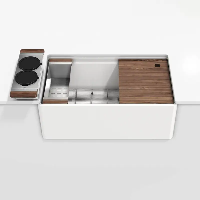 Fira Und. Apronfront Set, Single Bowl, Ledge, Walnut acc. 33x19x11-1/2