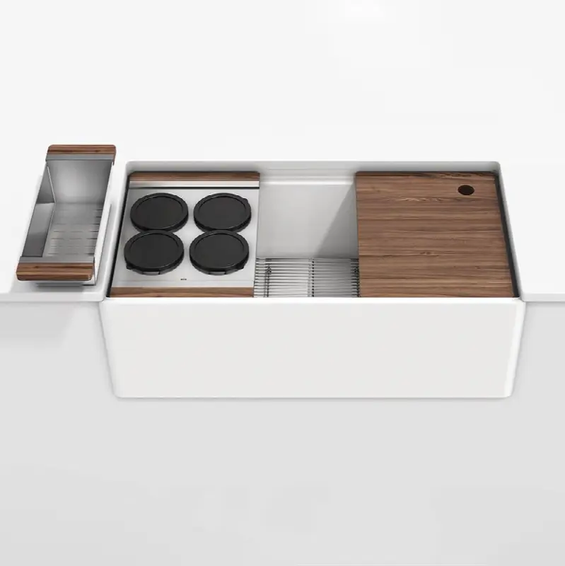 Fira Und. Apronfront Set, Single Bowl, Ledge, Walnut acc. 36x19x11-1/2