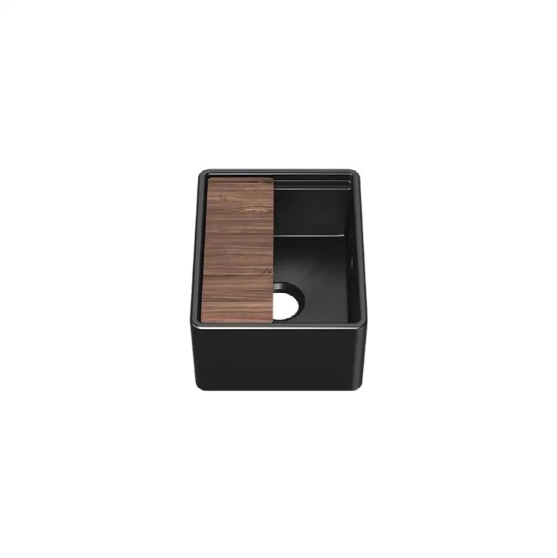 Fira bar sink w/ ledge, undermount w/ apron, single 15X19X8-3/4, Matte black