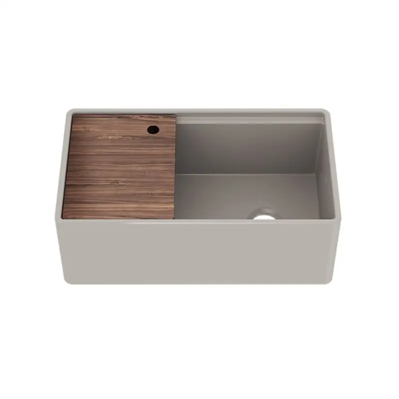 Fira sink w/ ledge, under. w/ reversible apron, single 33X19X11-1/2, Matte Taupe
