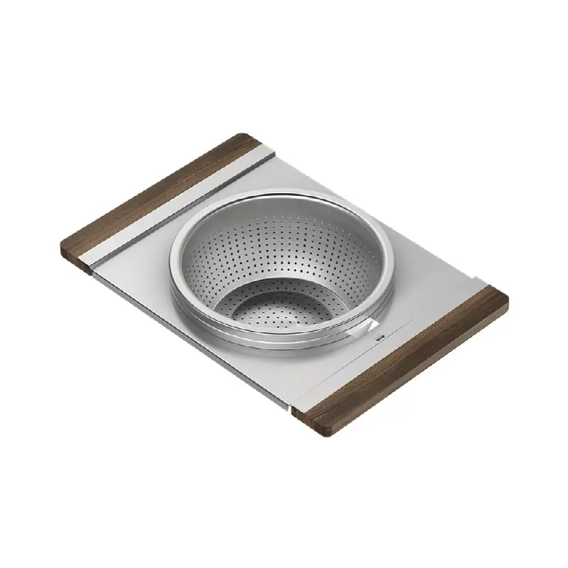 Serving board with bowl and colander for Fira Sink, Walnut Handles, 12X17-1/4X4
