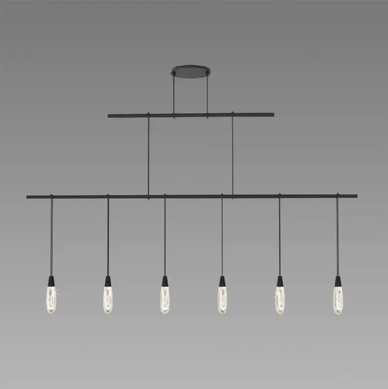 48" 2-Tier Linear with Crystal Teardrop Luminaires