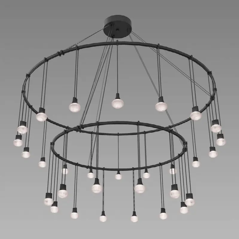 32"/48" Double Ring with Crystal Oval Luminaires