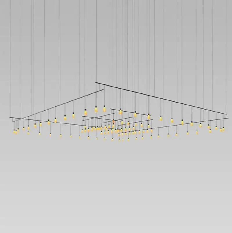 Expanded Grid with Amber Tapered Bell Luminaires