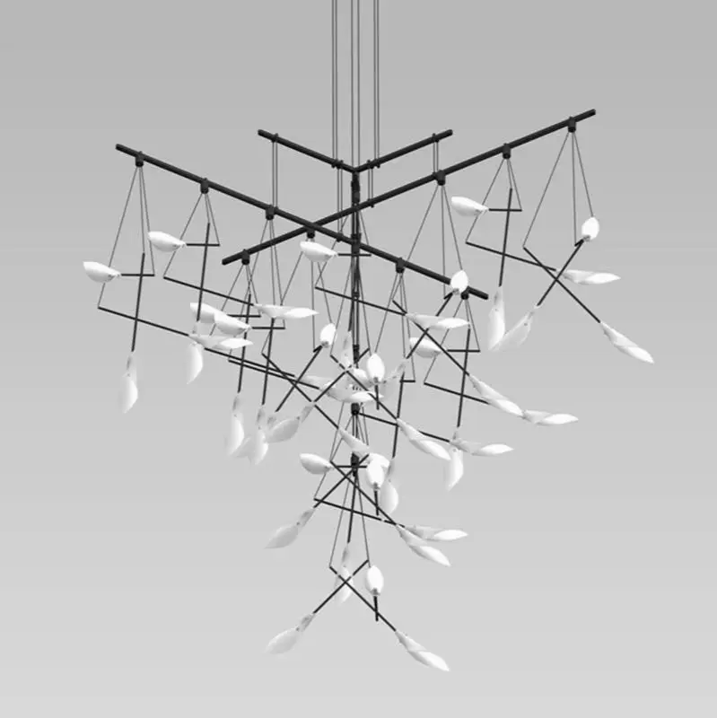 48" 4-Tier Tri-Bar with 9" Calla Luminaires + 18" Calla Luminaires