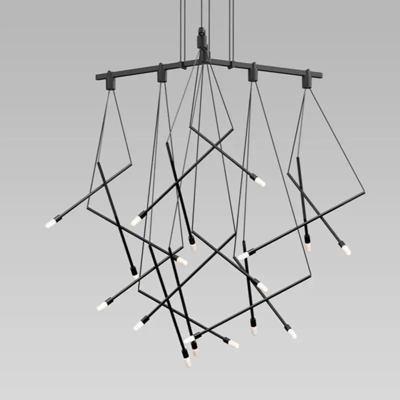 24" 1-Tier Tri-Bar with 9" Branch Luminaires + 18"Branch Luminaires