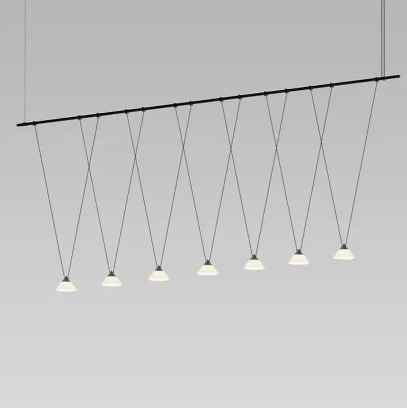 96" 1-Tier Linear with V-Line Etched Glass Cone Luminaires