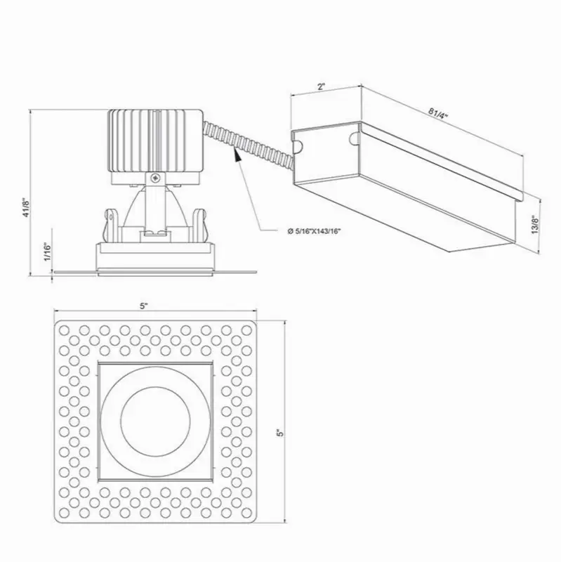 Amigo 15W 1 Light Square Trimless Downlight 3000K Black