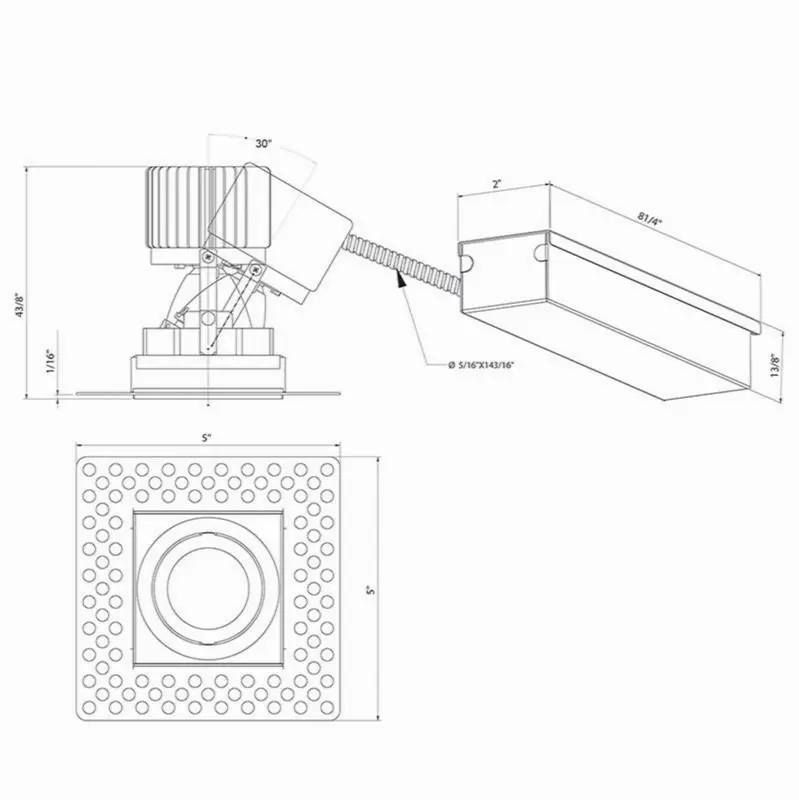 Amigo 15W 1 Light Square Trimless Gimbal 3000K White