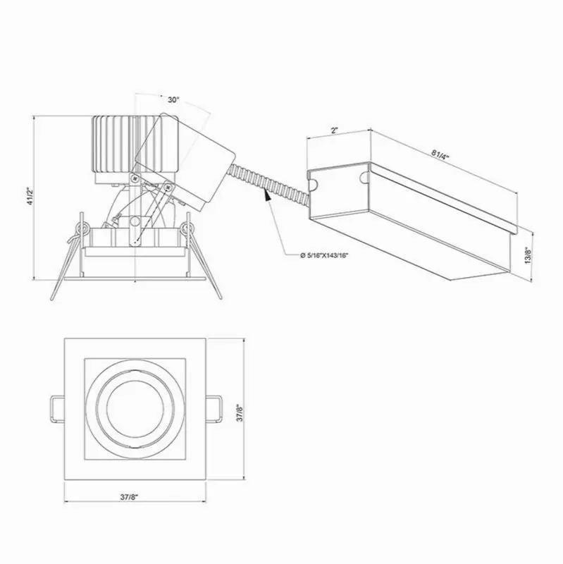 Amigo 15W 1 Light Square Trim Gimbal 3000K White