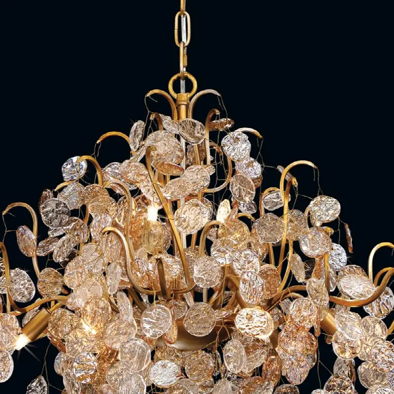 Campobasso, Flush Mount, 5-Light, 21", Gold, Mixed Glass