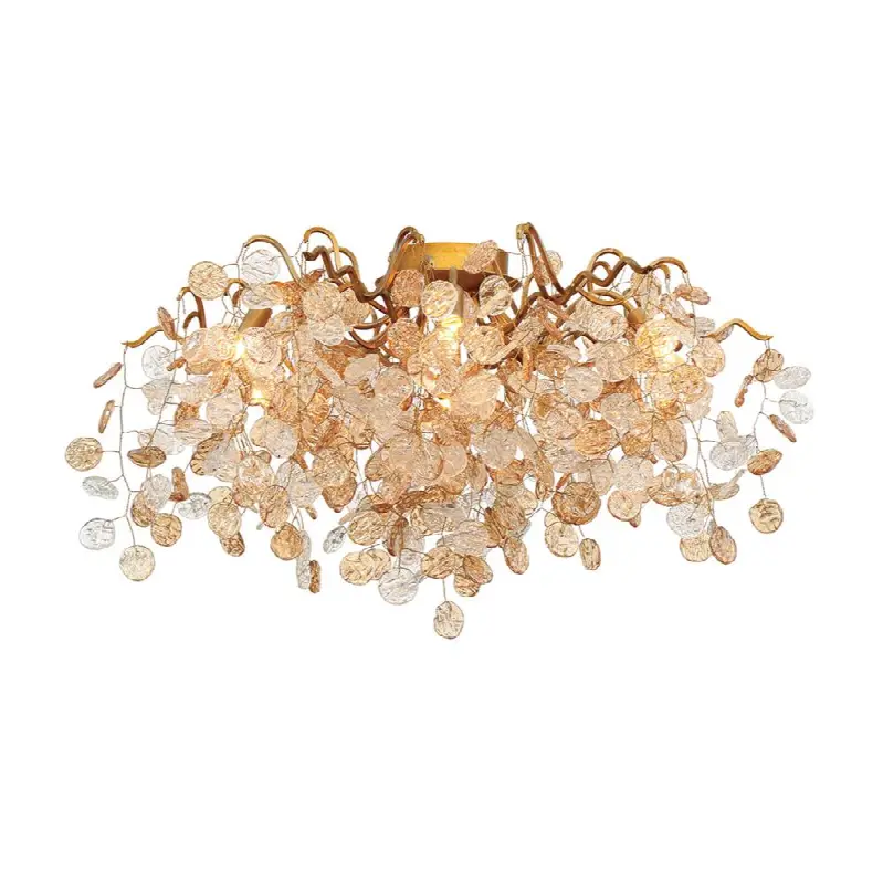 Campobasso, Flush Mount, 7-Light, 27", Gold, Mixed Glass