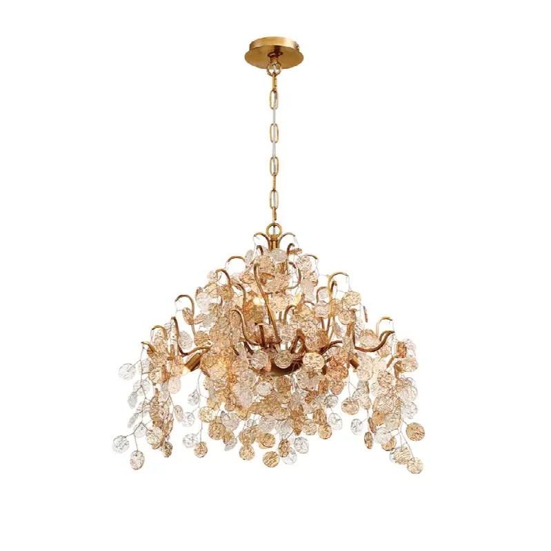 Campobasso, Chandelier, 8-Light, 26", Gold, Mixed Glass