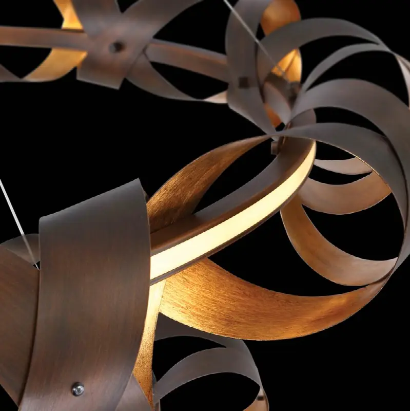 Banderia, Chandelier, 33", Bronze-Gold Mix, Bronze Glass