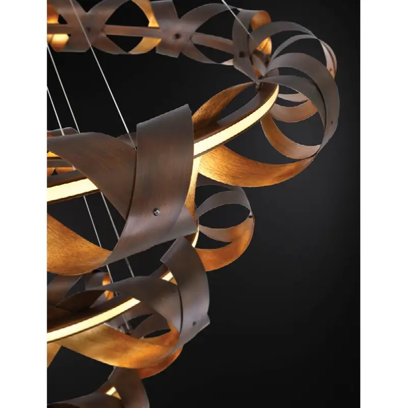 Banderia, Chandelier, 3-Light, 44", Bronze-Gold Mix, Bronze Glass