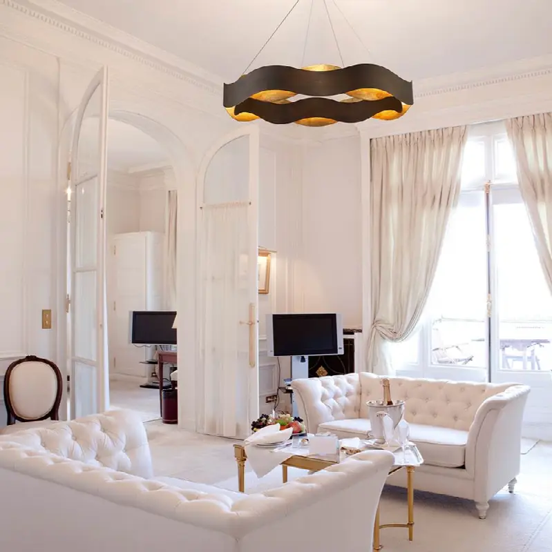 Vaughan, Chandelier, 34", Bronze-Gold Mix, Gold Glass